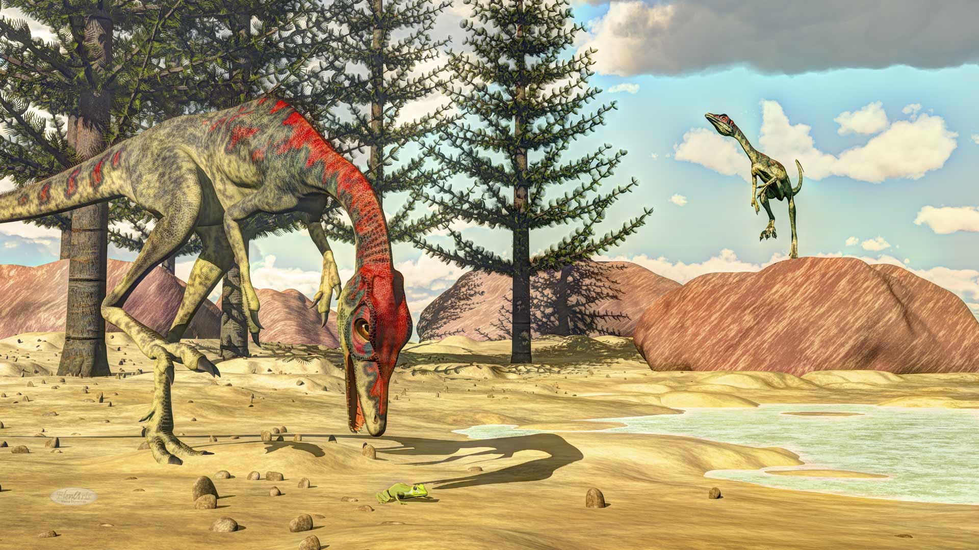 Compsognathus dinosaurs – 3D render