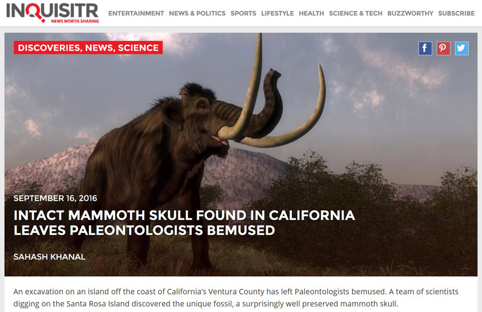 Inquisitr news website : mammoth to illustrate a paleontologist news