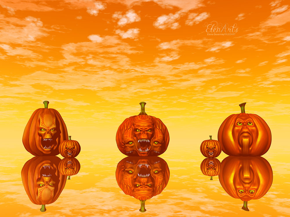 Halloween pumpkin faces - 3D render